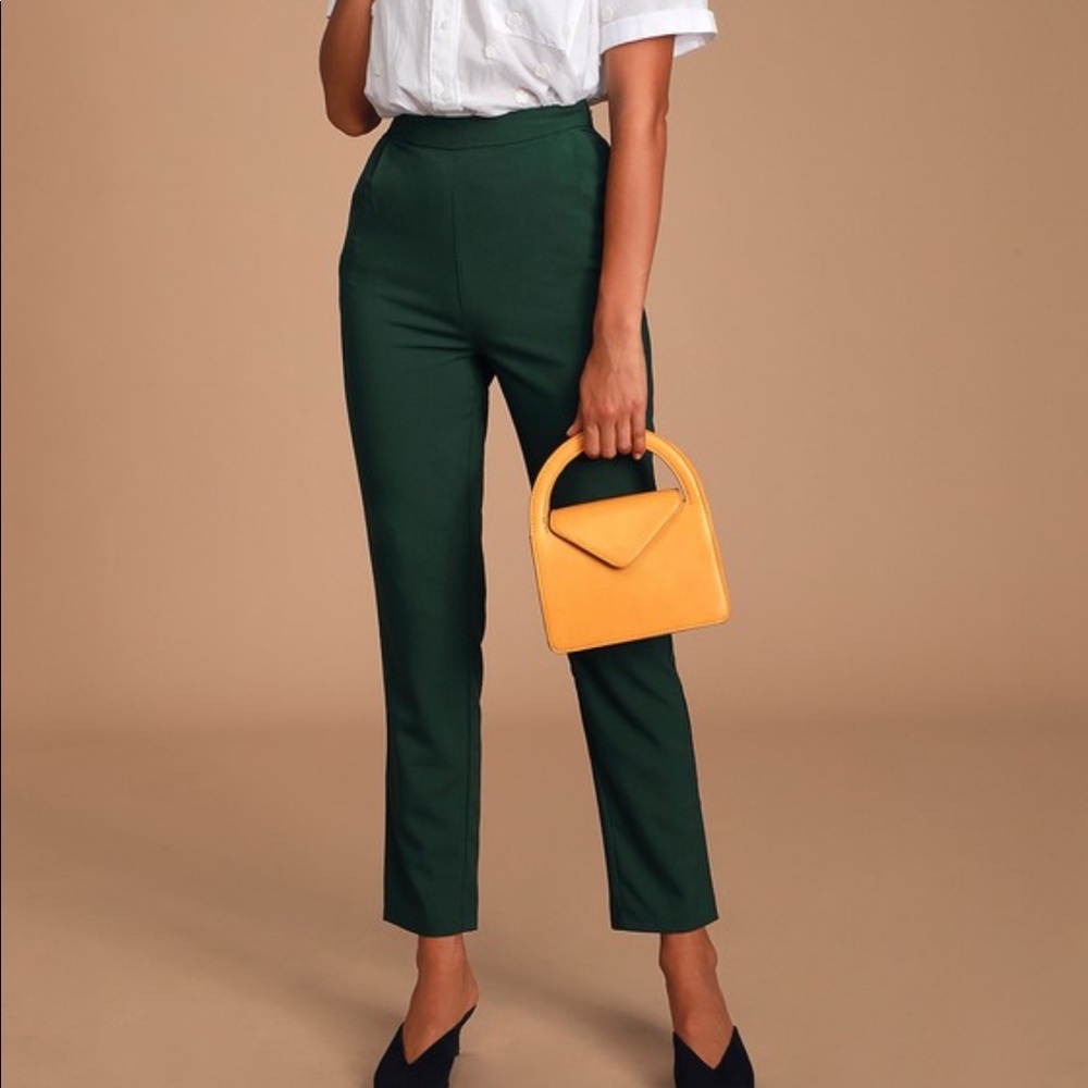🆕Kick It Forest Green High-Waisted Trouser Pants